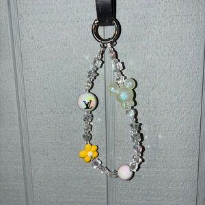 Elegant Beaded keychain with Yellow and Clear Accents